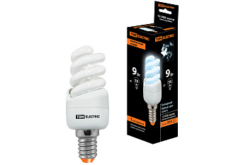 Лампа энергосберегающая КЛЛ-FSТ2-9 Вт-4000 К–Е14 КОМПАКТ (35х95 мм) TDM