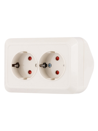Розетка угловая двойная 2П+3 открытой установки с з/ш IP20 250В 16А сл. кость "Ладога" TDM