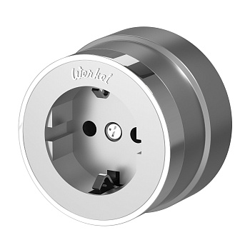 Розетка с заземлением (серебро матовый/хром) Vintage ОУ IP20 Werkel