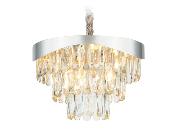 Подвесная люстра с хрусталем TR5080 SL/CL серебро/прозрачный E14/6 max 40W D400*1070 Ambrella Light