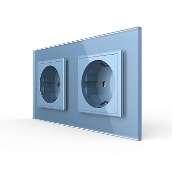 Розетка электрическая 16А 2 поста, цвет синий Livolo