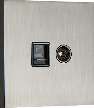 Donel N96 Комбинированая розетка TV + RJ45 (двойная) cat.6/ClassE, Вороненая сталь, серия DT