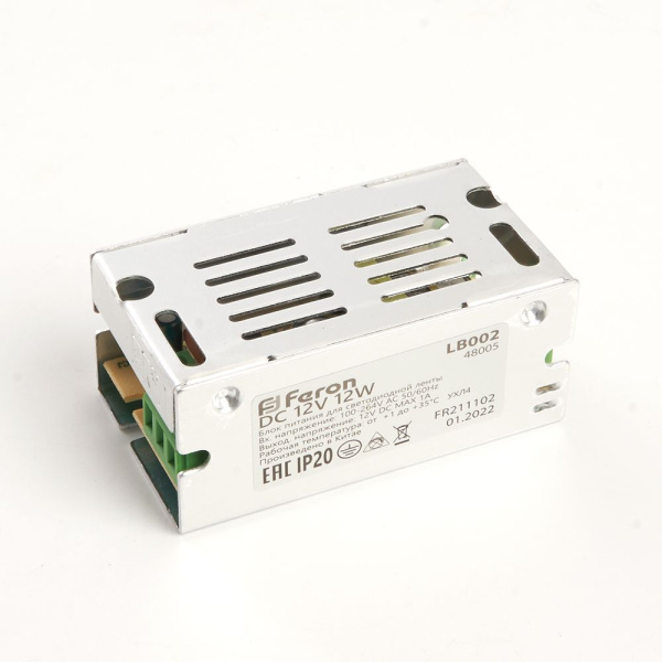 Блок питания для светодиодной ленты 12W 12V (драйвер), LB002 Feron