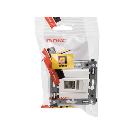 Компьютерная розетка RJ-45 в стену, кат.5e одинарнаяэкранированная,"Avanti", "Белое облако" DKC