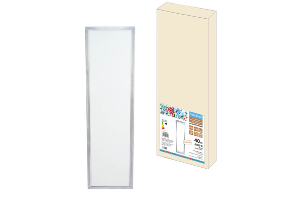 Ультратонкая светодиодная панель серии СВО 295 х1195, 40 Вт, 6000 К, хром, Народная (без драйвера)