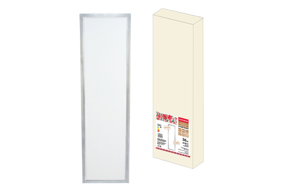 Ультратонкая светодиодная панель серии СВО 295 х1195, 36Вт, 3000К, хром, Народная (без драйвера)