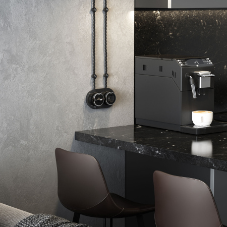 Выключатель на 4 положения двухклавишный (черный матовый/хром) Vintage ОУ IP20 Werkel