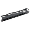 Блок розеток PDU TERACOM PRO 19" 1U 10А/250В 9 розеток Schuko шнур питания длиной 2 метра сечение 3x1,5 мм2 вилка C14 корпус пластик черный EKF