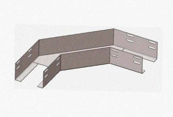 Лоток угловой замковый перфорированный КГЗ 200х65-90 УХЛ1 поворот на 90, оцинкованный лист S1,0