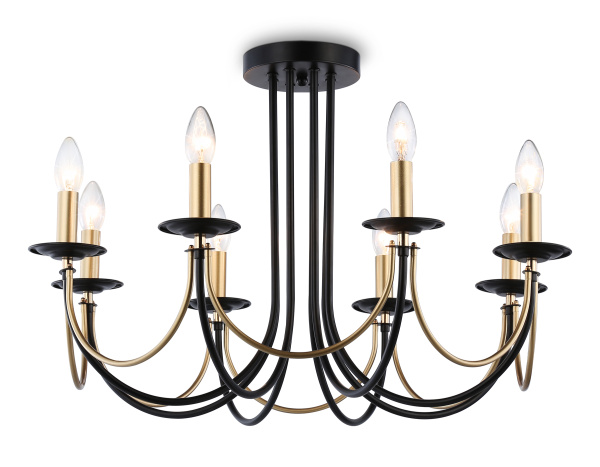 Подвесная люстра со сменной лампой TR9622/8 BK/CGD черный/золото E14/8 max 40W D700*450 Ambrella Light