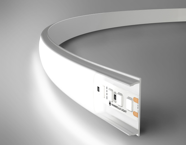 Алюминиевый профиль накл.гибкий белый/матовый рассеиватель 2000*18*4, 2 заглушки, 4 крепл. в комплекте (для ленты до 15мм) Ambrella Light