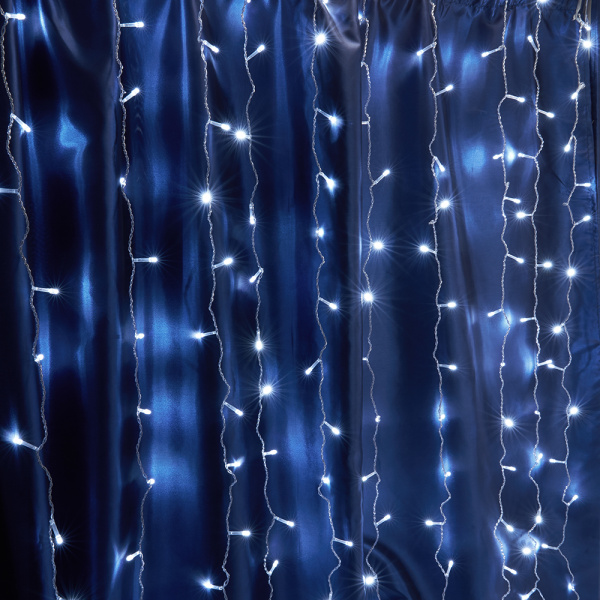 Св/д гирлянда Feron CL21 занавес 3*2м + 3м 230V 5000К ,эффектом стробов, прозр.шнур