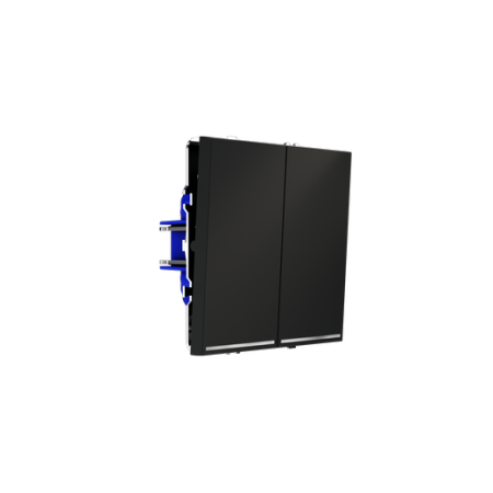 Выключатель встраиваемый Voltum S70 двухклавишный с подсветкой 10А, (черный матовый)