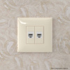 Компьютерная розетка RJ-45 без шторки в стену, кат.6А двойная, "Avanti", "Ванильная дымка" DKC