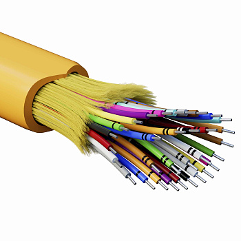 Кабель волоконно-оптич., расп.,арамидные упр.нити, внутр., нг(А)-HF, 32 ОВ, категорияOM2 (G.651.1) плотный буфер, 0,4 кН, барабан 2000 м DKC