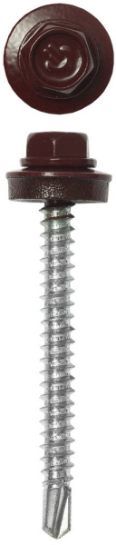 Саморезы СКД кровельные, RAL 3005 темно-красный, 50 х 4.8 мм, 1 200 шт, для деревянной обрешетки, Профессионал ЗУБР