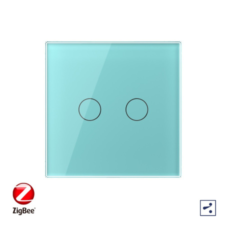 Сенсорный проходной выключатель ZigBee (Wi-Fi) 2 клавиши 1 пост Зеленый Livolo