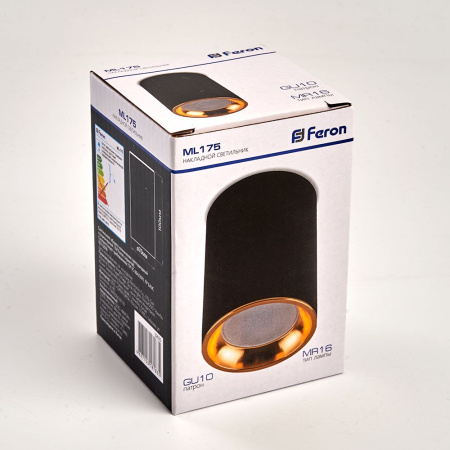 Светильник потолочный Feron ML175 MR16 GU10 35W 230V, черный, золото