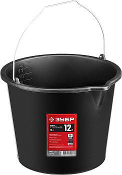 12л, ведро строительное пластмассовое, высокопрочное, с носиком ЗУБР