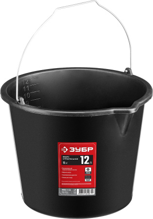 12л, ведро строительное пластмассовое, высокопрочное, с носиком ЗУБР