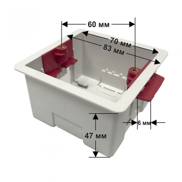 Квадратная монтажная коробка для гипсокартона размер 81х81 наружные габариты Livolo