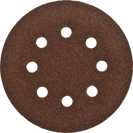Круг шлифовальный "СТАНДАРТ" из абразивной бумаги на велкро основе, 8 отв., Р80, 125мм, 5шт ЗУБР