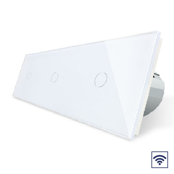 Сенсорный радиоуправляемый выключатель 3 клавиши 3 модуля Белый Livolo
