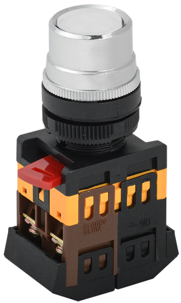 Кнопка ABLF-22 белый d=22мм неон/240В 1з+1р IEK