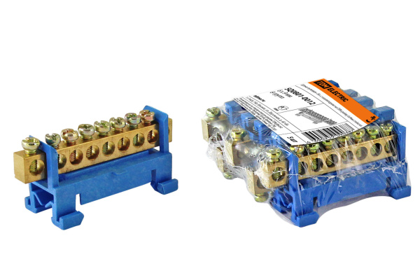 Шина "N" нулевая с изолятором на DIN-рейку 6x9мм стойка мал. 8 групп TDM Шина "N" нулевая с изолятором на DIN-рейку 6x9мм стойка мал. 8 групп TDM