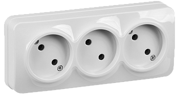 Розетка трехместная ОУ РС23-2-ХБ без з/з 10А GLORY белый IEK