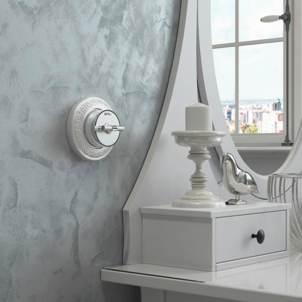 Переключатель одноклавишный (серебро матовый/хром) Vintage ОУ IP20 Werkel