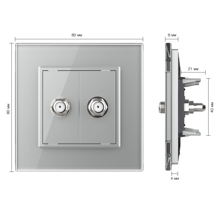 Розетка спутниковая SAT двойная Серая Livolo