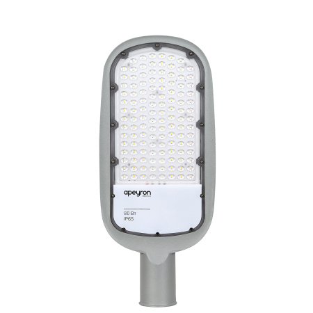 29-03 Светильник светодиодный, уличный, консольный 80Вт, 230/50Гц, 8800лм, 5000К, IP65, КСС "Ш", 495*215*80мм, Ф60мм, серый APEYRON