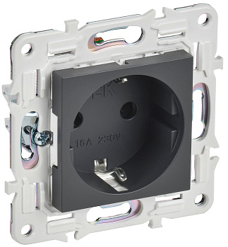 SKANDY Розетка с заземлением с защитными шторками 16А безвинтовое крепление SK-R06T титан IEK
