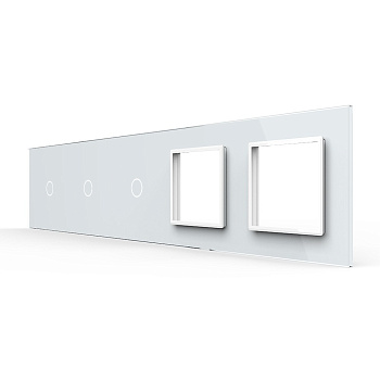 Панель для 3-х сенсорных выключателей и 2-х розеток, 3 клавиши (1+1+1), цвет белый, стекло Livolo