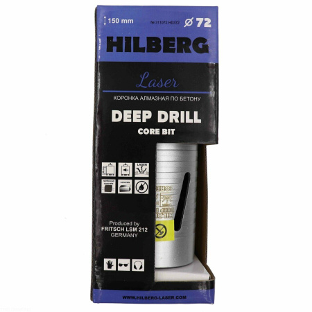 Коронка алмазная по бетону 72*150 мм Laser Deep Drill HD372 Hilberg