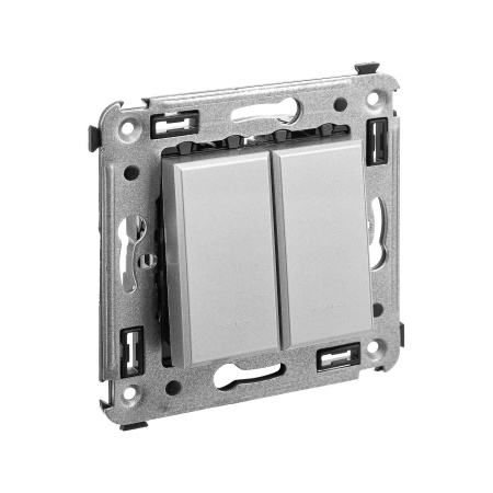 Кнопка двухклавишная в стену, "Avanti", "Закаленная сталь" DKC