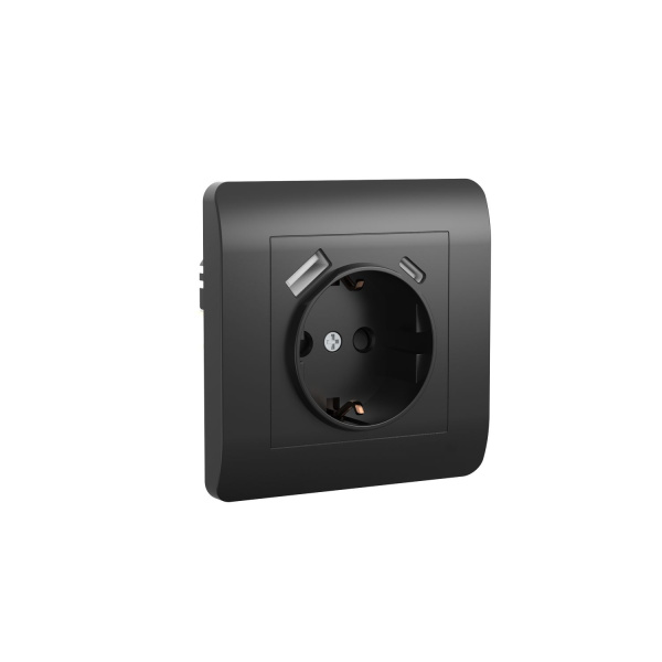 Розетка с/з со шторками, 16А+ USB двойная A+C, 5В/2,1А, черный NEW3-E CHINT Розетка с/з со шторками, 16А+ USB двойная A+C, 5В/2,1А, черный NEW3-E CHINT