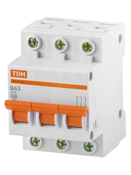 Выключатель автоматический ВА МОД ВА47-63 3П 63А 4,5кА В TDM