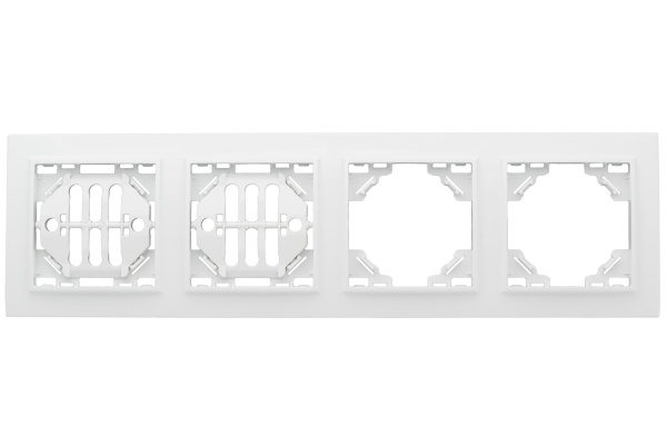 Минск Рамка 4-местная горизонтальная белая EKF