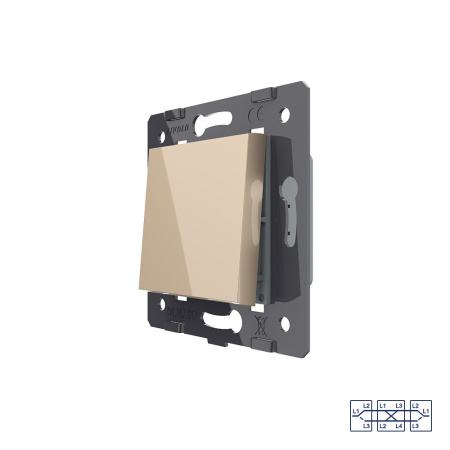 Клавиша перекрестного механического выключателя, цвет золотой (механизм) Livolo