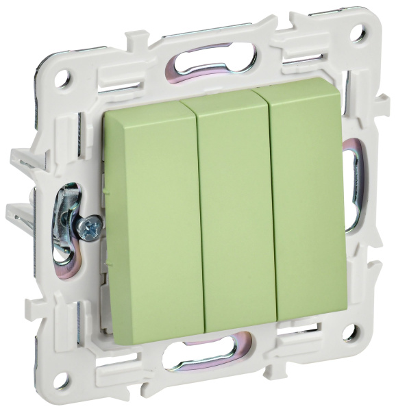 SKANDY Выключатель 3-клавишный 10А SK-V11G мятный IEK
