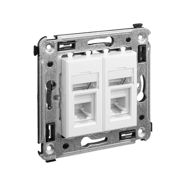 Телефонная розетка RJ-12 в стену двойная, "Avanti", "Белое облако" DKC