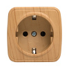Минск Розетка 1-местная ОП 16А с заземлением светлое дерево EKF