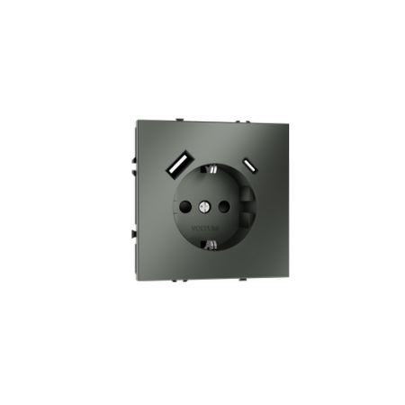 Розетка встраиваемая Voltum S70 с заземлением и защитными шторками, 16А, с USB, A+C, (титан)