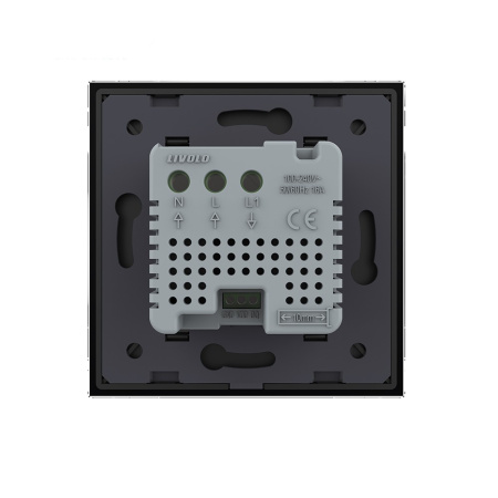 Терморегулятор пола 16А, сенсорное управление, датчик воздуха, 1 пост, цвет черный Livolo