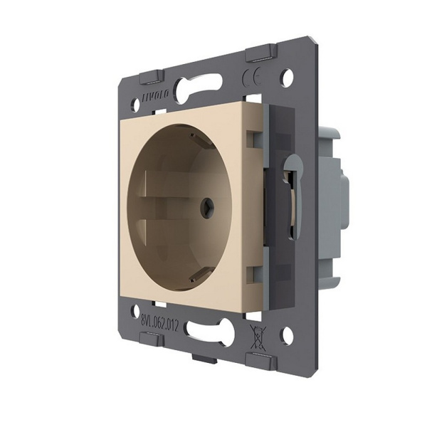 Classic Механизм розетки СУ 1 мест. с зазем. защит.шторками 16А золото IP20 LIVOLO