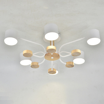 Люстра под лампу GCHL-6GX53-M Белая+Дерево Альберо General