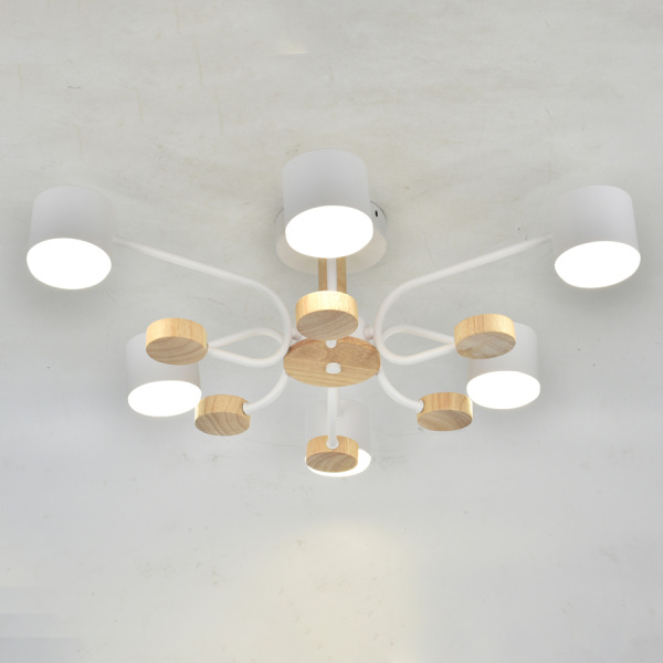 Люстра под лампу GCHL-6GX53-M Белая+Дерево Альберо General