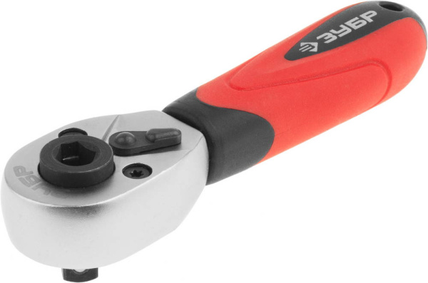 Трещотка "Мастер" для торцовых головок и бит (1/4"), Cr-V, 72 зубца, хроматированное покрытие ЗУБР